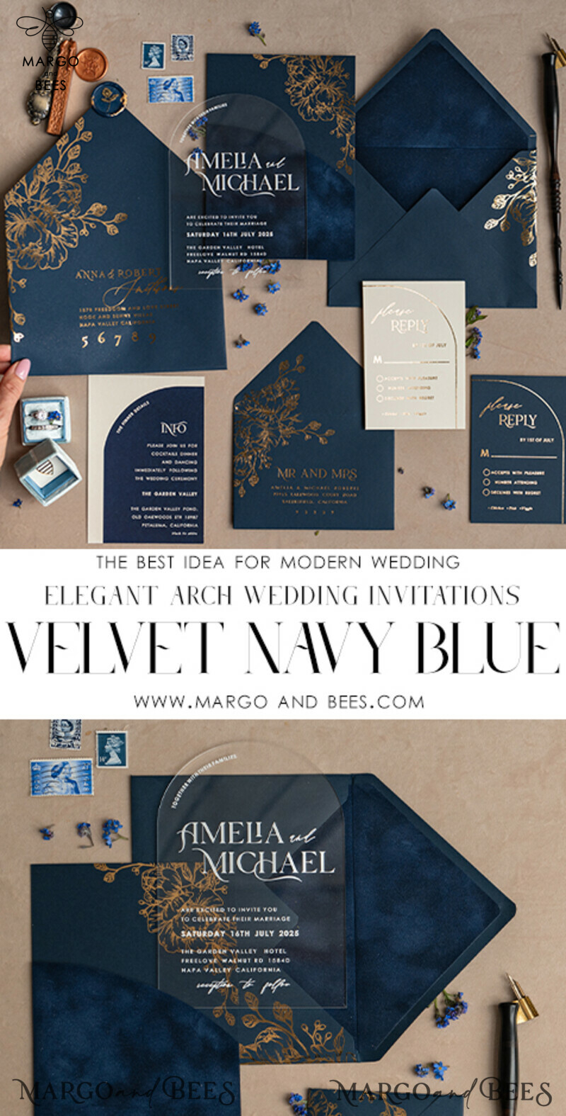 Navy Gold Arch Wedding Invitations: Add a Touch of Elegance to Your Big Day with Our Stunning Designs!

Introducing Plexi Pocket Velvet Wedding Invitations: Luxurious and Stylish, Perfect for Your Special Day!

Dark Blue Gold Wedding Invitation Suite: Create a Timeless and Regal Atmosphere for Your Wedding with Our Exquisite Designs!

Elegant Wedding Cards: Make a Lasting Impression with Our Sophisticated Invitations, Truly Reflecting the Beauty of Your Love Story.-3