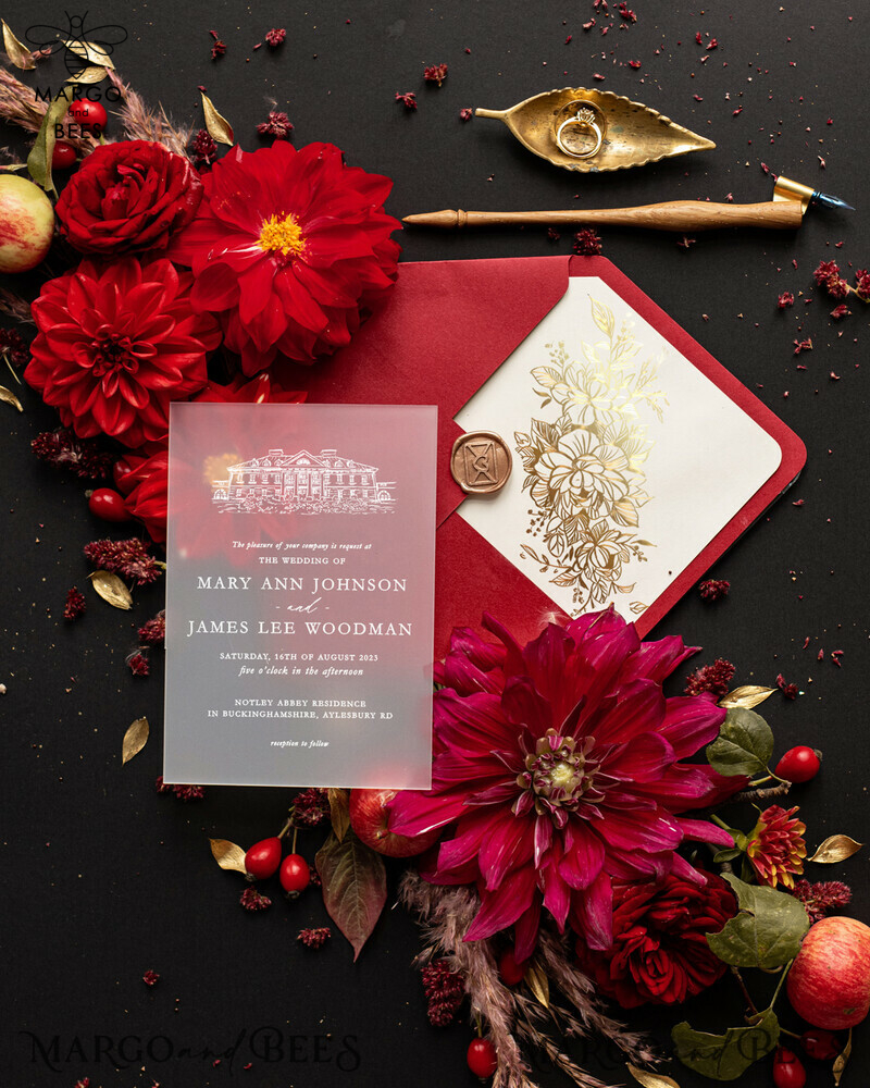 Luxury wedding invitations, Elegant Indian Wedding Invitation Suite • Gold Burgundy Wedding Invitation Suite • Luxury  Maroon wedding Cards-2