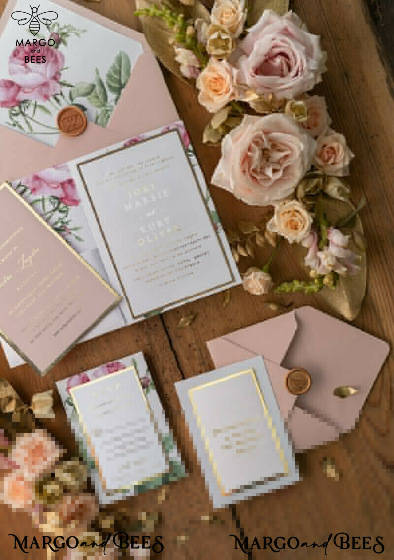 Luxury Gold Foil Wedding Invites: Elegant Pocketfold Wedding Invitations with Glamour Blush Pink Wedding Cards and Romantic Floral Wedding Invitation Suite-2