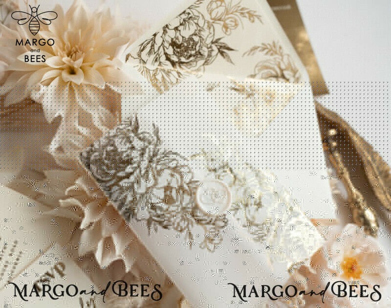 Elegant Gold Acrylic Wedding Invitation Suite with Boho Glam and Golden Shine Details-28