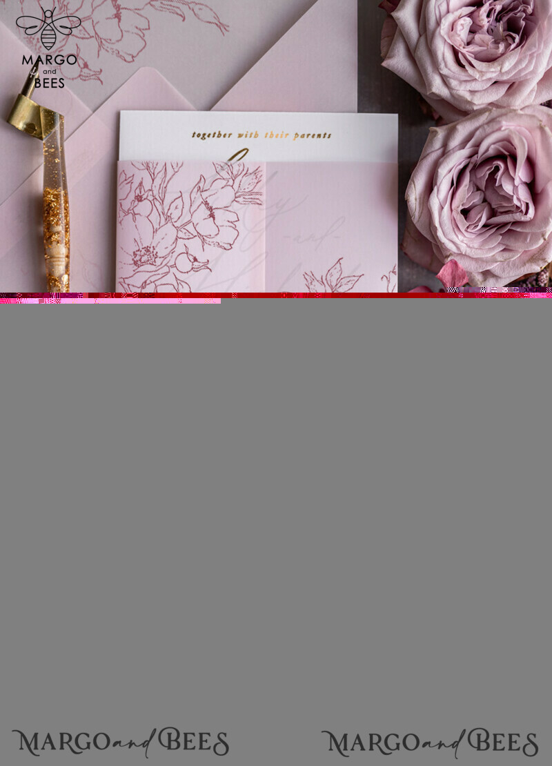 Luxury Blush Pink Wedding Invitation Suite: Elegant, Boho Pink Wedding Cards and Stationery-7