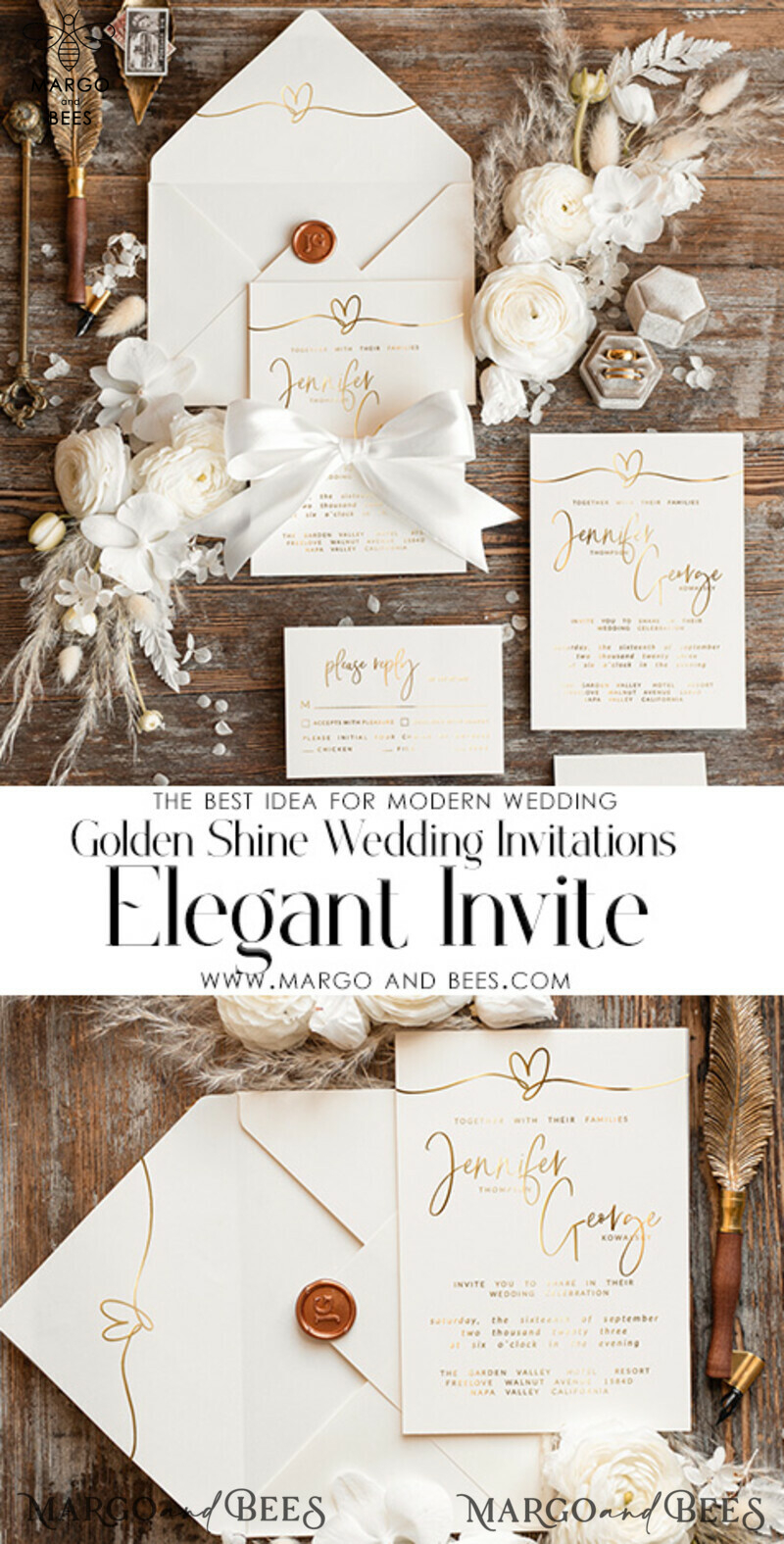Elegant and Luxurious Modern Wedding Invitation Suite with Glamorous Touch-3