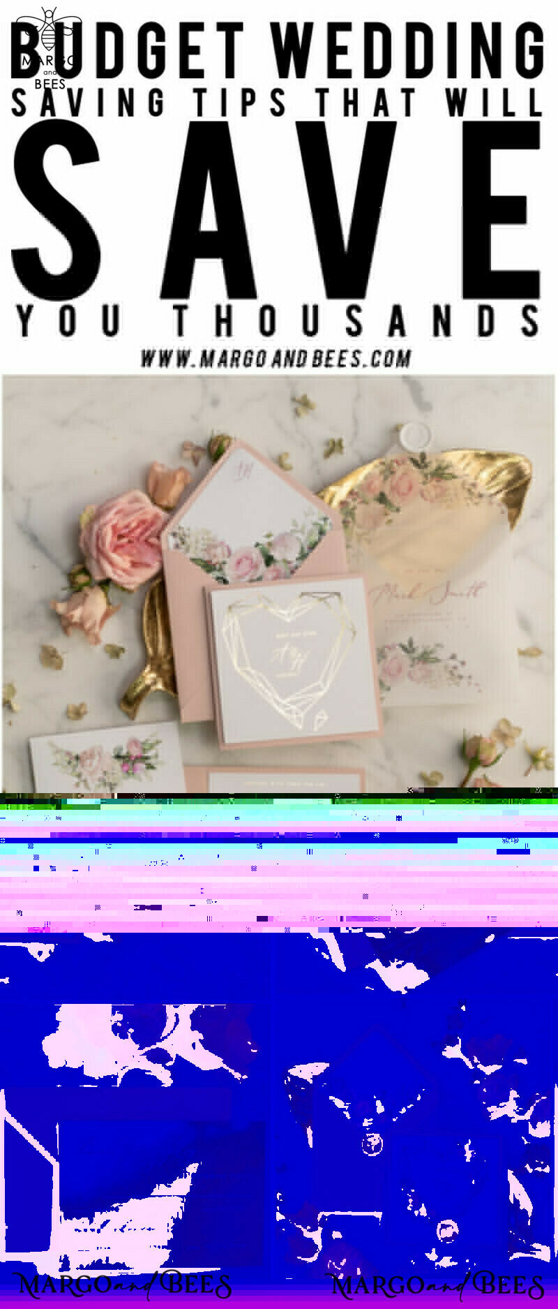 Luxory gold Wedding Invitations,  Vinatge Roses Elegant Wedding Stationery,  Pocket Fold Pink Elegant Wedding Invitations Suite-15