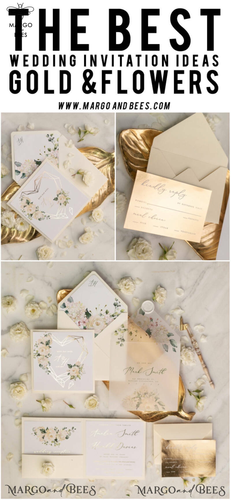 Luxory gold Wedding Invitations,  Ecru Roses Elegant Wedding Stationery,  Ivory Elegant Wedding Invitations Suite-10