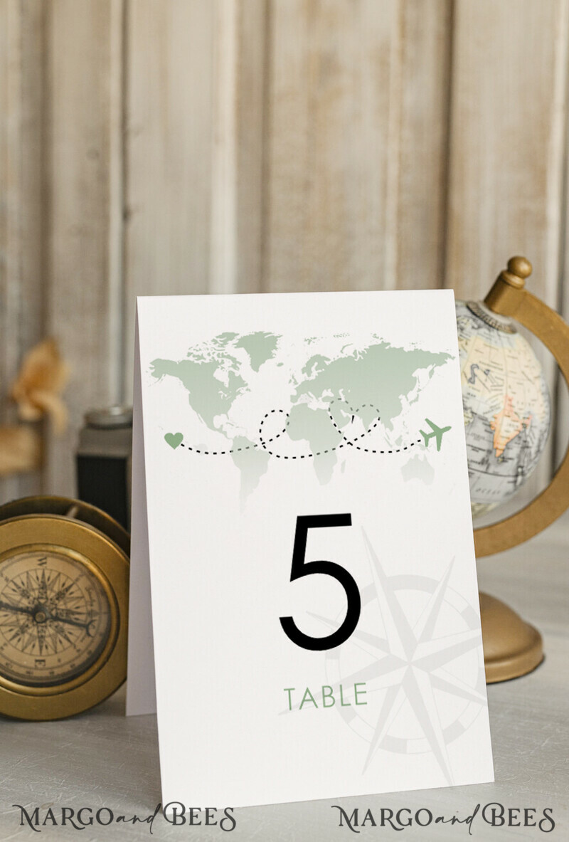 Travel Passport Wedding Table Number – Luxury Tent Card, ivory wedding stationery, tent table numbers-0