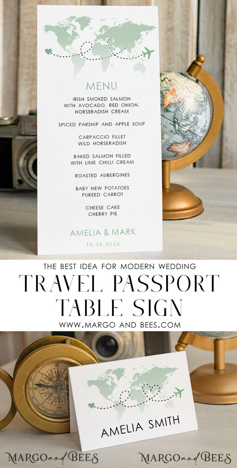 Travel Passport Wedding Table Number – Luxury Tent Card, ivory wedding stationery, tent table numbers-1