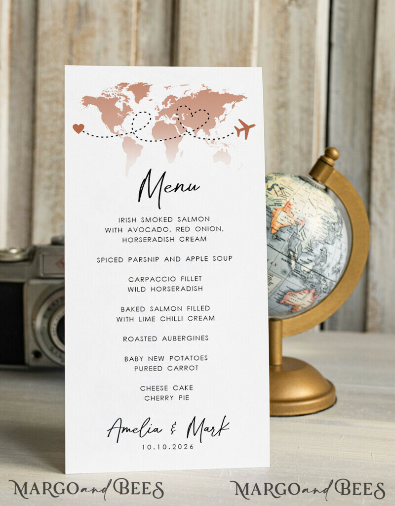 Travel Passport simple Wedding menu, Wedding program dinner, Elegant Destination menu, Personalized wedding decoration-0