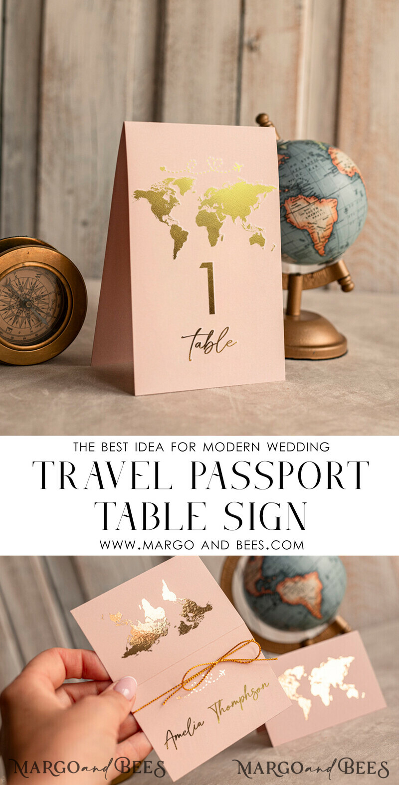 Travel Passport Gold Foil Wedding menu, Wedding program dinner, Elegant Destination menu, Personalized wedding decoration-1