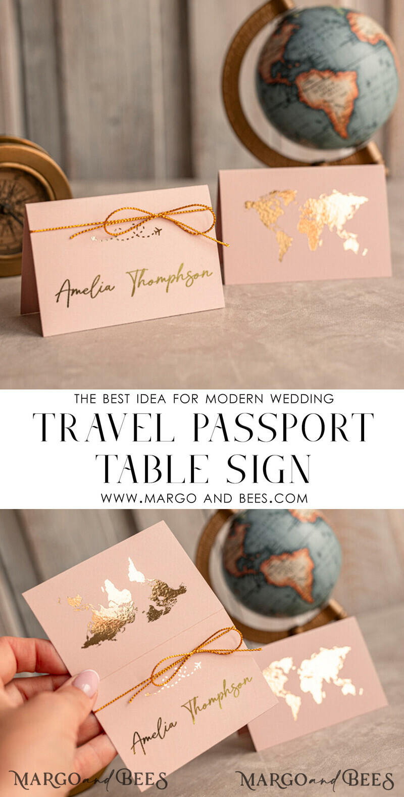 Travel Passport Gold Foil Wedding menu, Wedding program dinner, Elegant Destination menu, Personalized wedding decoration-3