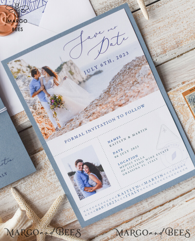 Unique Personalised Passport Save the Date Card for Your Beach Wedding Destination-1