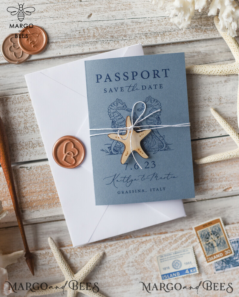 Unique Personalised Passport Save the Date Card for Your Beach Wedding Destination-4