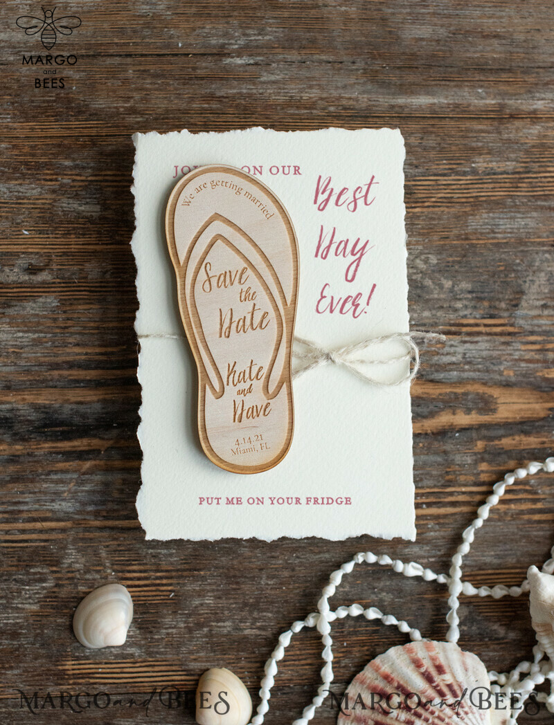 Personalised Beach Save the Date Magnets and Card: Perfect for Travel Wedding Destination Save the Date Cards-1