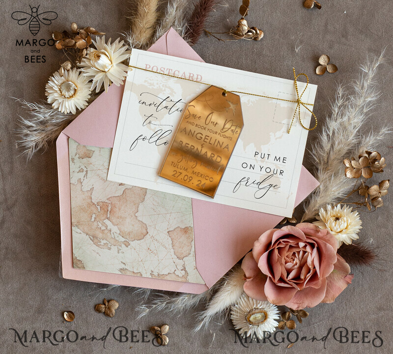 Personalised Travel Save the Date Acrylic Tag Magnet and Card: A Perfect Wedding Reminder
Gold Blush Pink Luggage Tag Wedding Save The Dates Acrylic Magnets: A Glamorous Way to Announce Your Special Day
Save The Date Cards: Elegant and Timeless Wedding Reminders-0