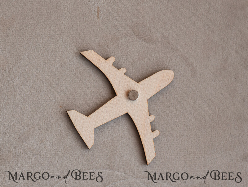 erracotta Wooden airplane magnet Save The Date Cards boardingpass travel airplane save the dates destination wedding magnets-8