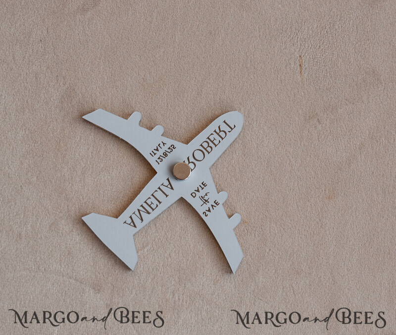 Sage green golden airplane magnet Save The Date Cards with Photo boardingpass travel airplane save the dates destination wedding magnets-6