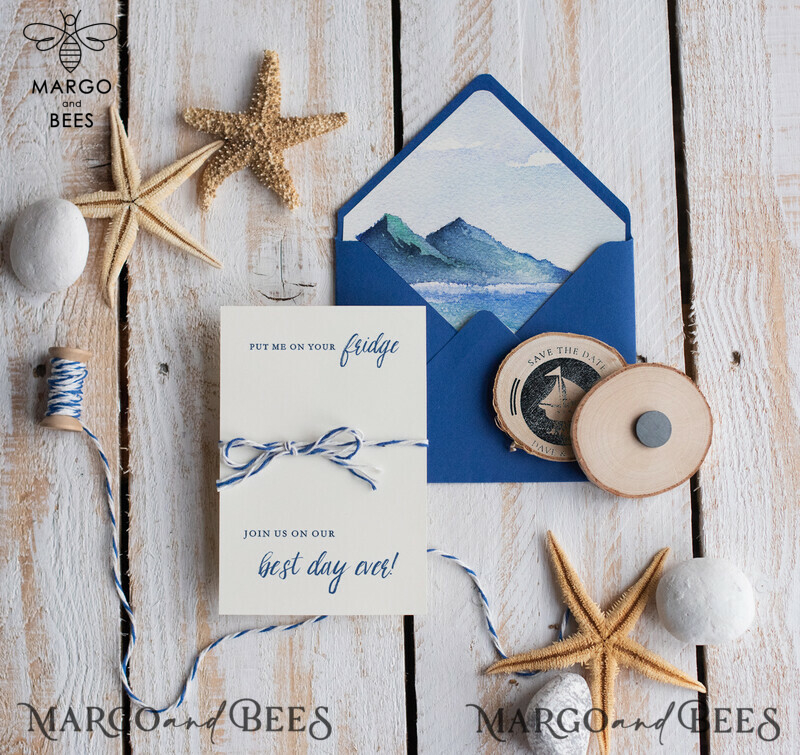 Personalised Beach Save the Date Magnets and Card: The Perfect Travel Wedding Destination Save the Date Cards-1