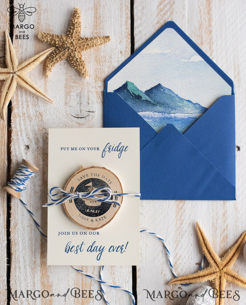 Personalised Beach Save the Date Magnets and Card: The Perfect Travel Wedding Destination Save the Date Cards-4