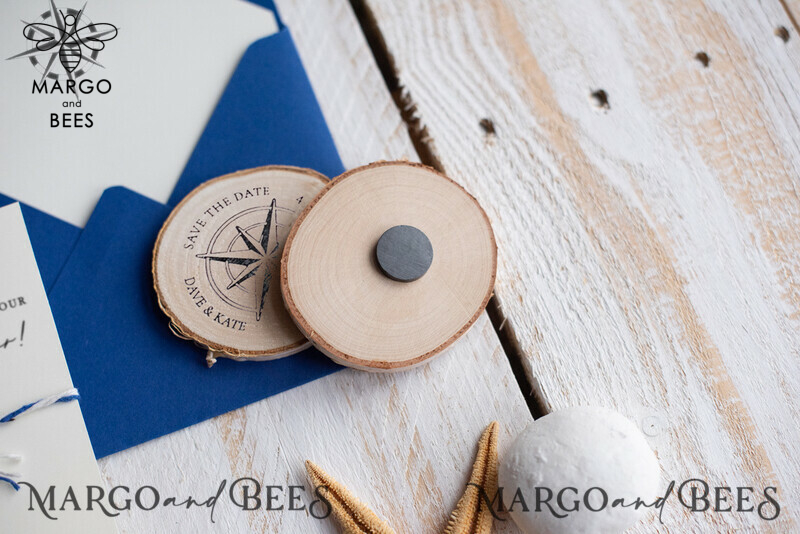 Unique Personalised Beach Save the Date Magnets and Cards for Travel Navy Weddings and Destination Save the Date Cards-3