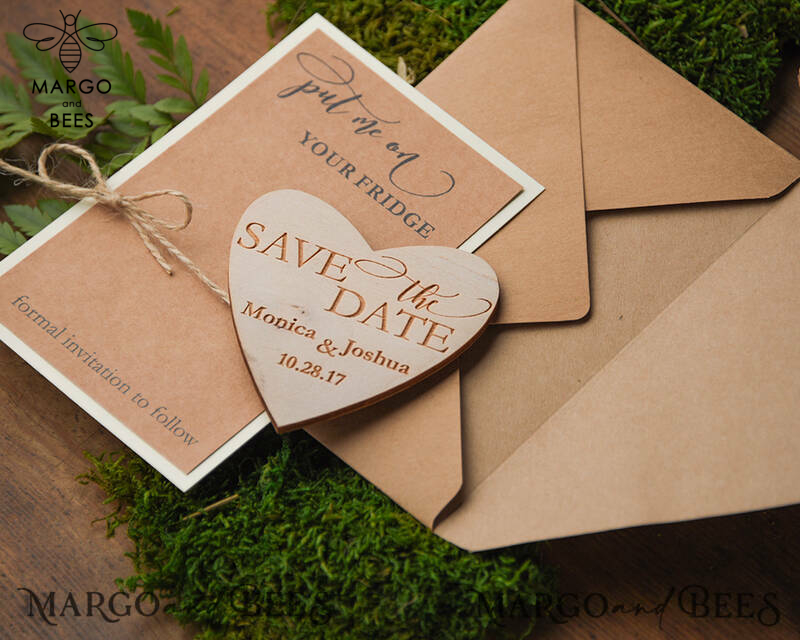 Save the date wedding announcement Personalised Rustic magnet   -4