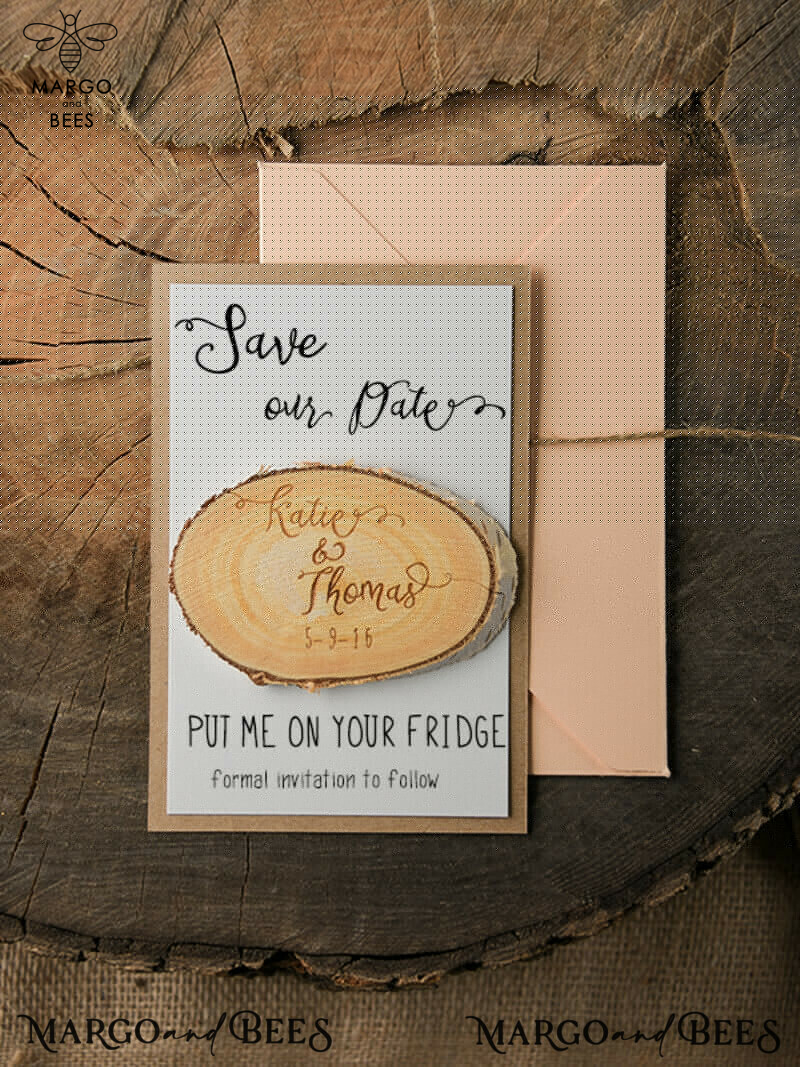 Custom-made Wooden Fridge Magnets for Your Bespoke Wedding Save the Date-1