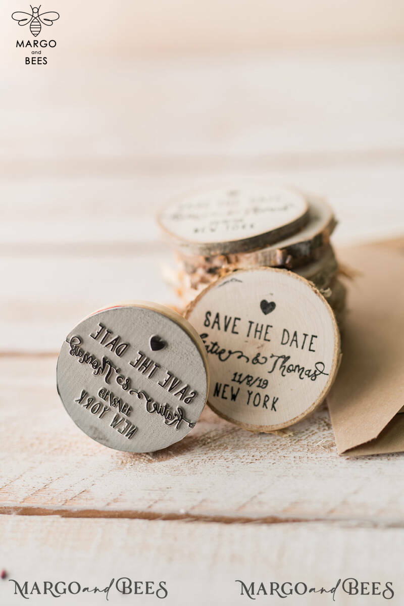 Save the Date Craft Card with Wooden Slice Fridge Magnet perfect for Rustic Wedding-8