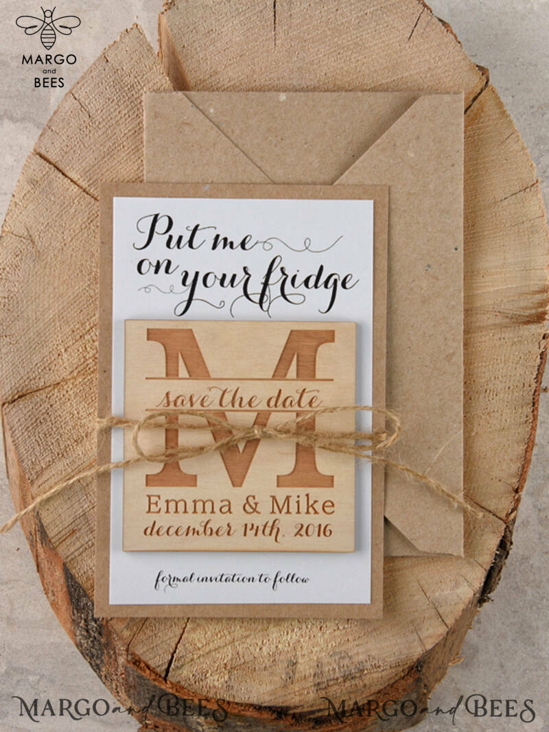 Save the date wedding announcement Rustic Heart magnet   -1