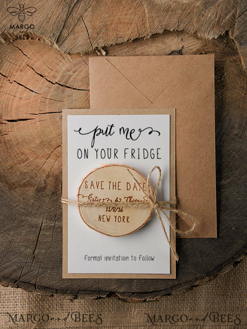 Bespoke wedding save the date magnet, Wood Save the Date, birch slice save the date-0