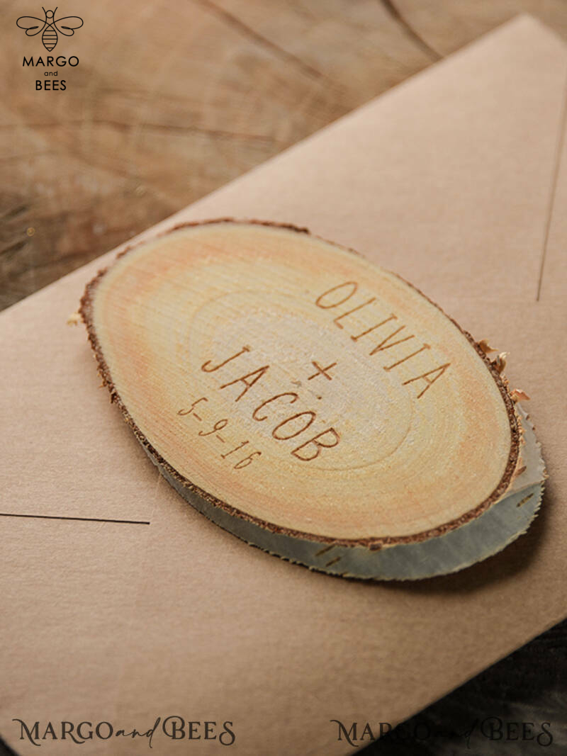 Personalised Wedding Save the datesBespoke wedding save the date magnet, Wood Save the Date, birch slab save the date  -2