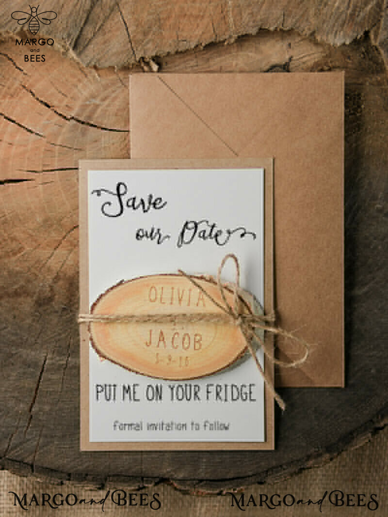 Personalised Wedding Save the Dates: Bespoke Wood and Birch Slab Magnets-1