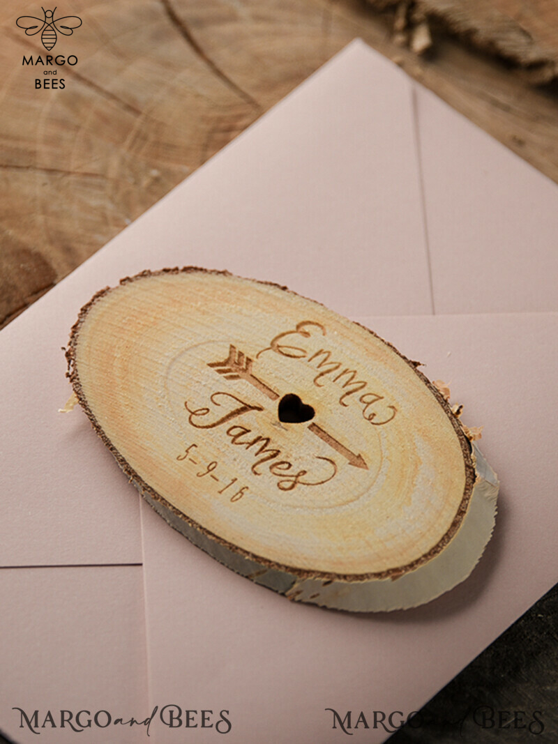 Customized Wedding Save the Dates: Unique Wood Save the Date Magnets on Birch Slabs-2