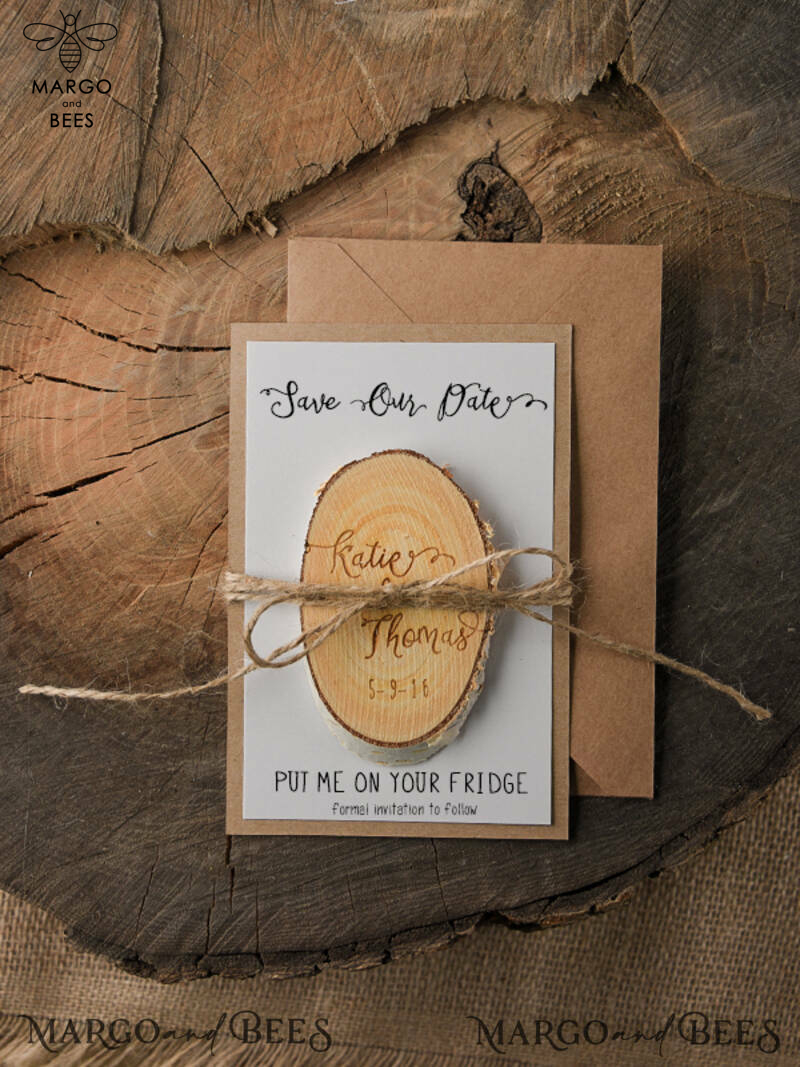 Personalised Save the Date Wood Fridge magnets   -0