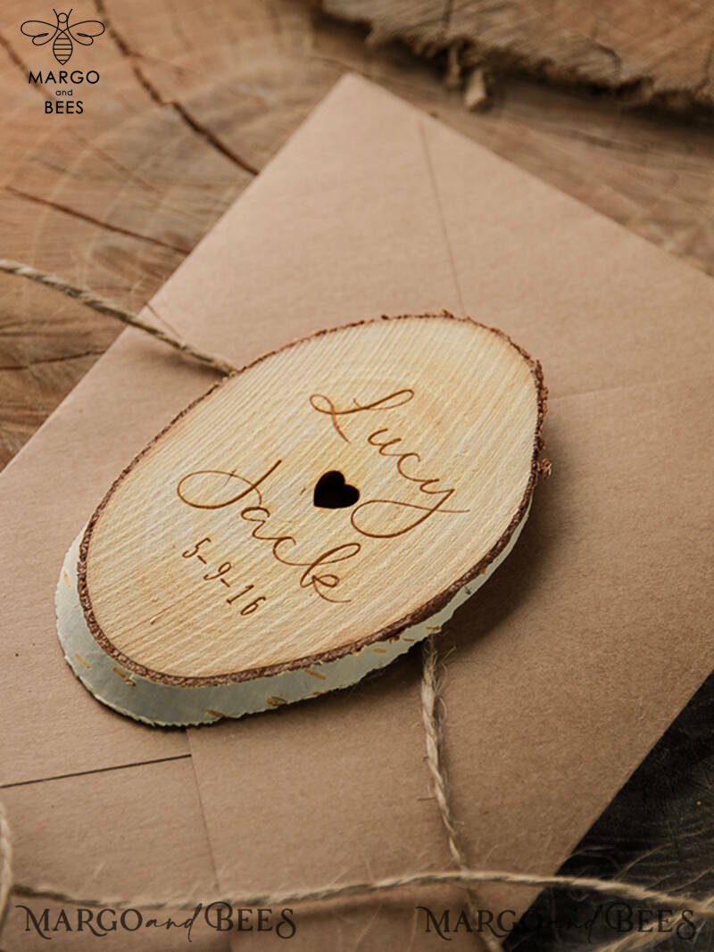 Personalised Wedding Save the datesBespoke wedding save the date magnet, Wood Save the Date, birch slab save the date  -2