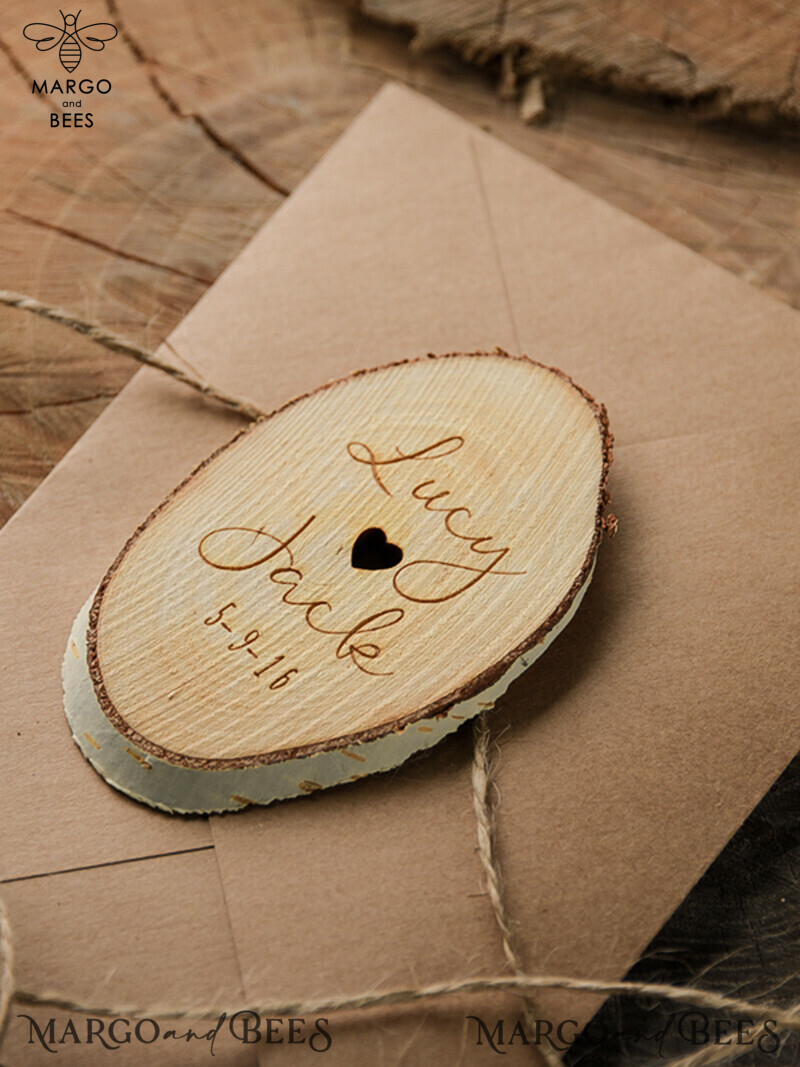 Personalised Wedding Save the Dates: Custom Wood and Birch Slab Magnets-2