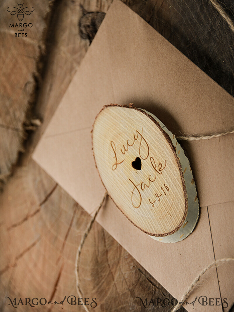 Personalised Wedding Save the Dates: Bespoke Wood and Birch Slab Magnets-3