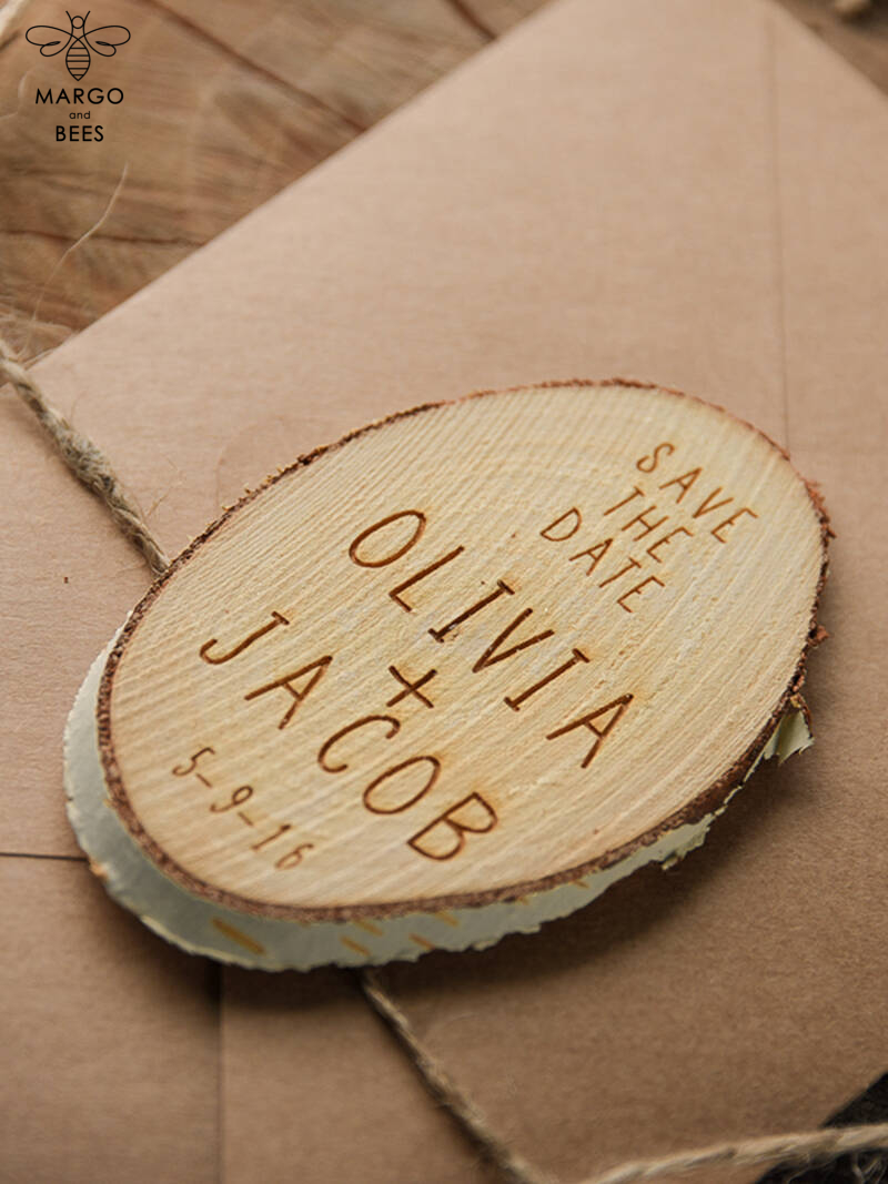 Bespoke wedding save the date magnet, Wood Save the Date, birch slice save the date-3