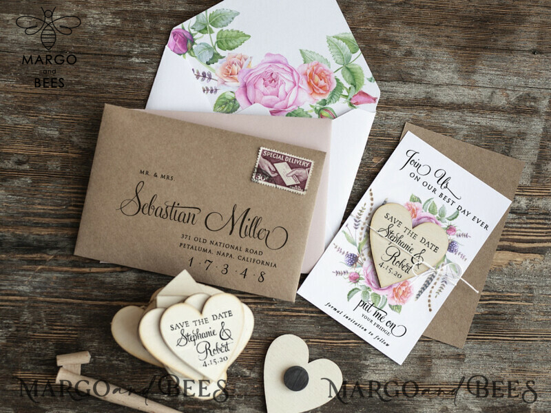 Save the Date Handmade Cards: Heart Magnet Fridge Magnet Combo for Weddings!-1