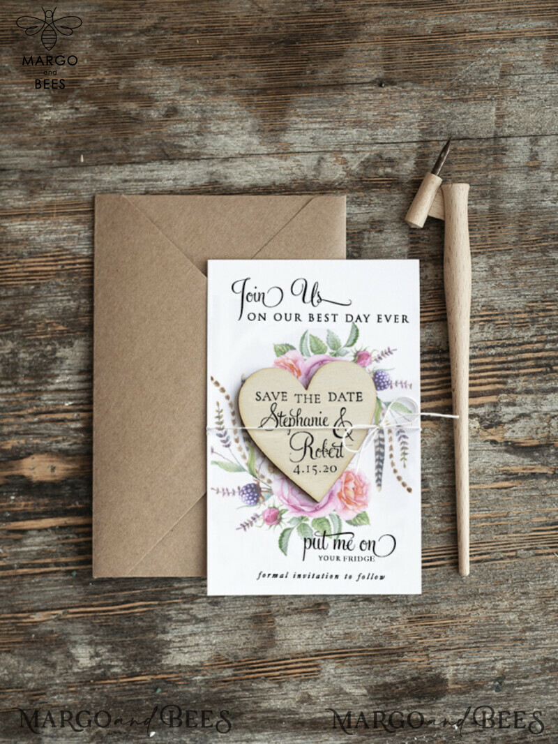 Save the Date Handmade Cards: Heart Magnet Fridge Magnet Combo for Weddings!-3