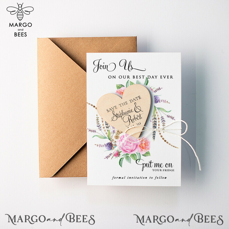 Save the Date Handmade Cards: Heart Magnet Fridge Magnet Combo for Weddings!-5