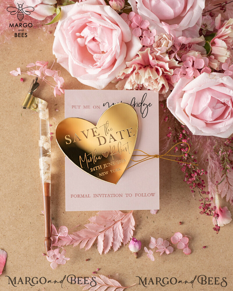 Personalised Save the Date Heart Magnet and Card: Elegant Gold Acrylic Heart for Your Wedding

Velvet Save the Date Cards: Luxurious Touch for Your Special Day-1