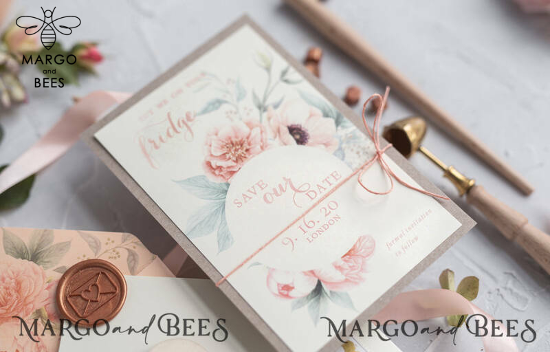 Bespoke wedding save the date Personalised Rustic magnets   Wedding Save The Date Card and Heart Magnet, Blush Pink Save Our Date Wood Magnets -1