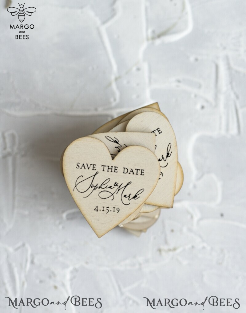 Rustic Wedding Save the Date Card with Wooden Slice Magnet - Craft Your Perfect Reminder-4