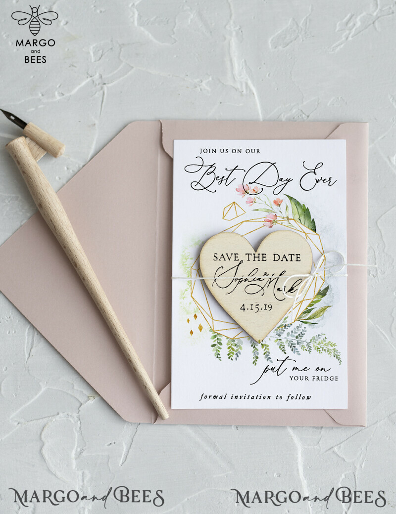 Unique Wedding Save the Date Card: Don't Forget to Save the Date with our Crafty Wooden Slice Magnets-1