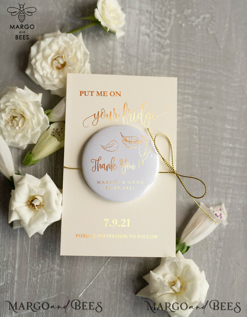 Stunning Personalised Gold Save the Date Magnet and Card for Your Wedding, Elegant Vellum Wedding Save The Dates Magnets, Beautiful Wedding Boho Save The Date Cards to Wow Your Guests-1