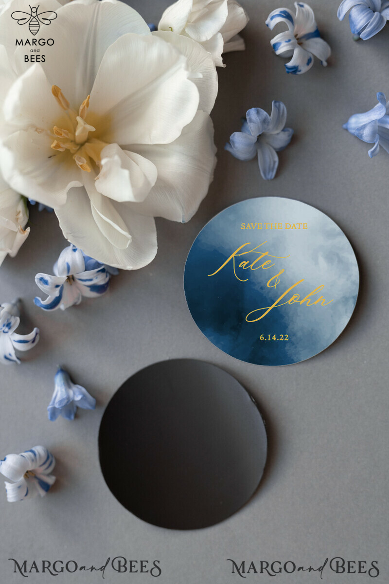 Personalised Dusty Blue Boho Save the Date Magnet and Card: Unique Wedding Magnets and Cards to Set the Tone for Your Special Day-4