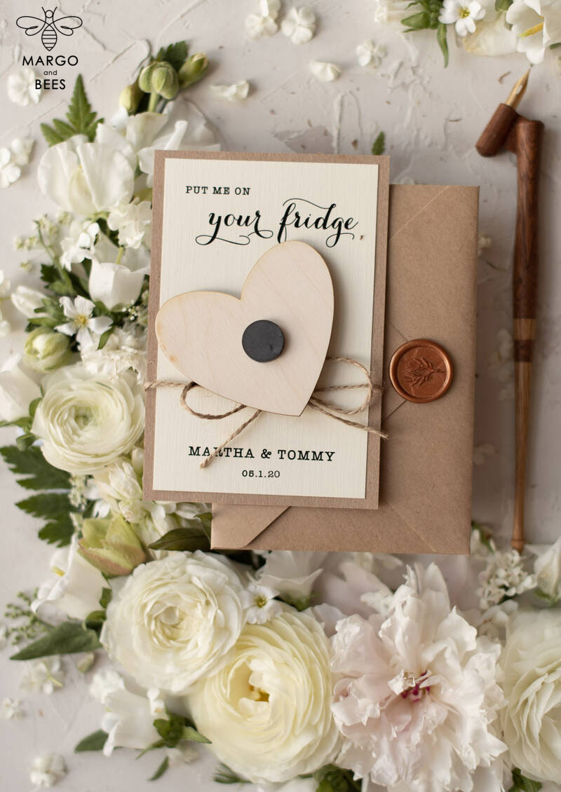 Save the date wedding card Personalised Rustic Wooden Heart   -10