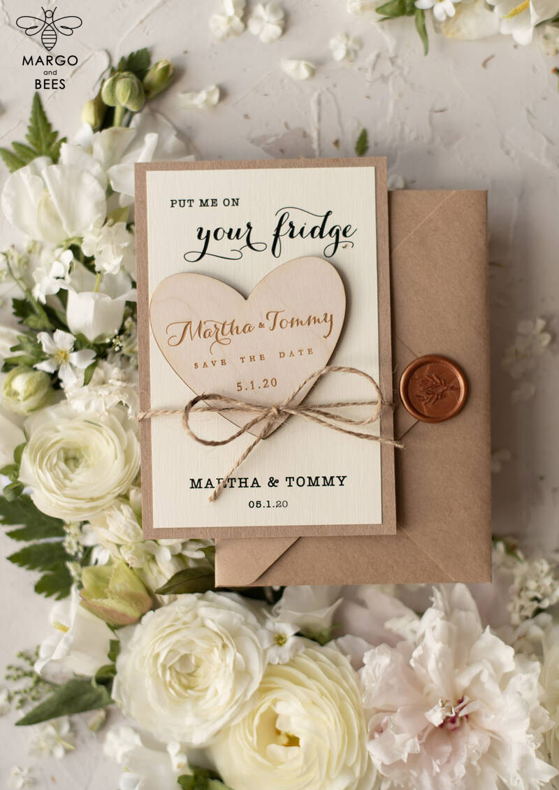 Save the date wedding card Personalised Rustic Wooden Heart   -14