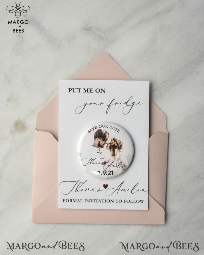 Save the date wedding announcement, Wood Fridge magnets-0