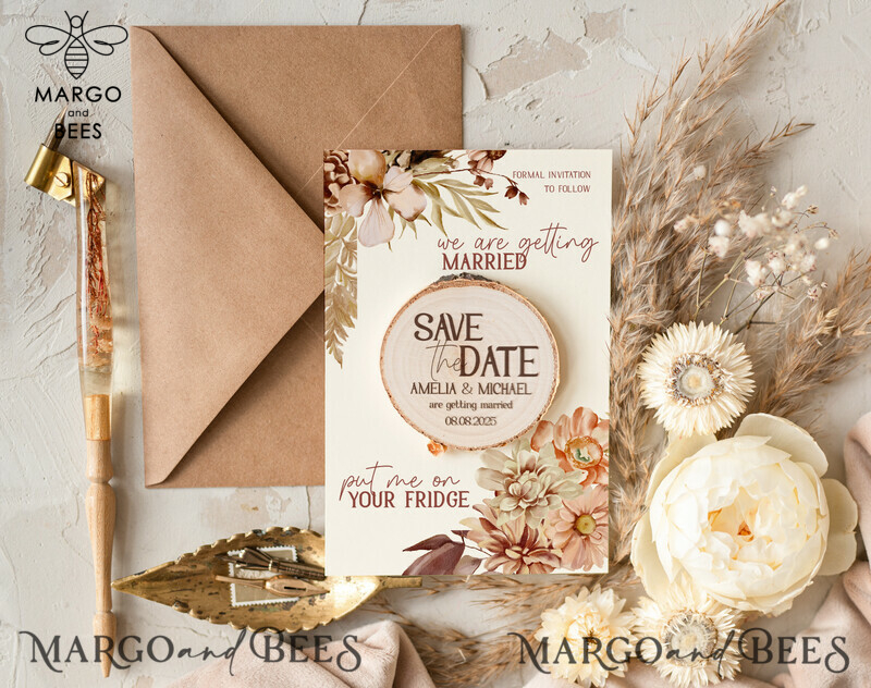 Boho Wedding Save the Date Cards and Slice Magnets: Crafty and Charming!-1