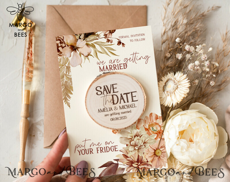 Boho Wedding Save the Date Cards and Slice Magnets: Crafty and Charming!-0