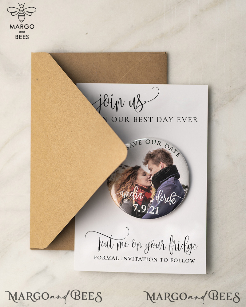 Save the Dates Set Card with Your Photo Fridge Magnet-5